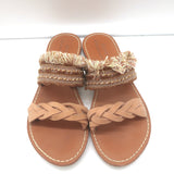 Soludos x Anthropologie Panarea Fringe Slide Sandals Tan Braided Leather Size 10