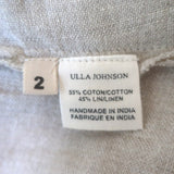 Ulla Johnson Sofia Embroidered Belted Midi Dress Flax Cotton-Linen Size 2