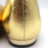 Roger Vivier Gommettine Pointed Toe Ballet Flats Gold Metallic Leather Size 37.5