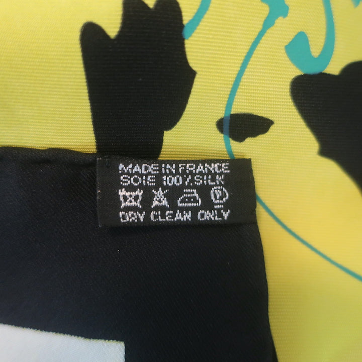 Hermes Le Monde est une Fleuve 90cm Scarf Yellow World Print Silk Twill