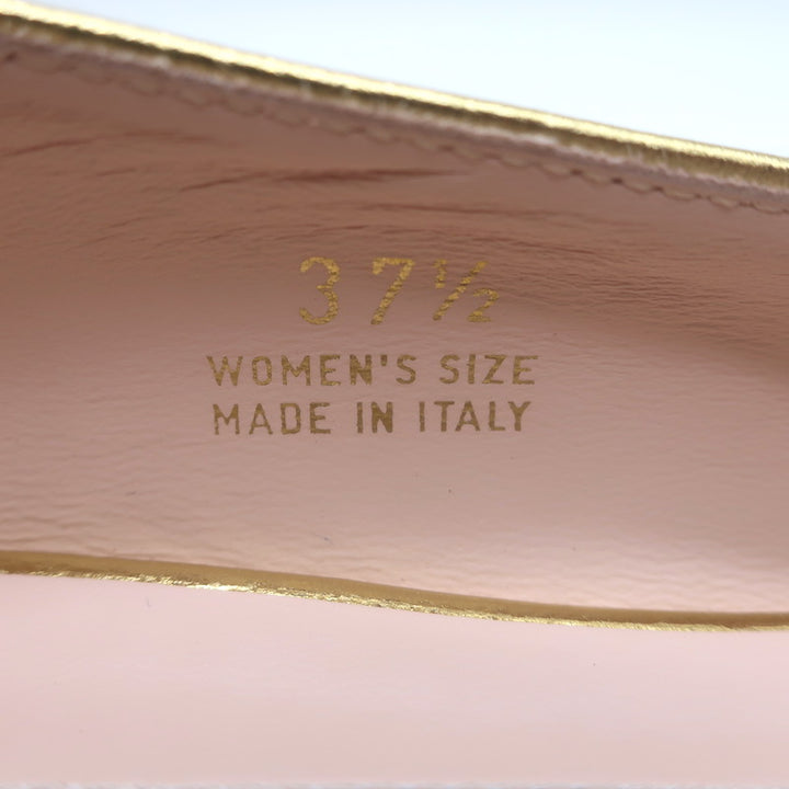 Roger Vivier Gommettine Pointed Toe Ballet Flats Gold Metallic Leather Size 37.5
