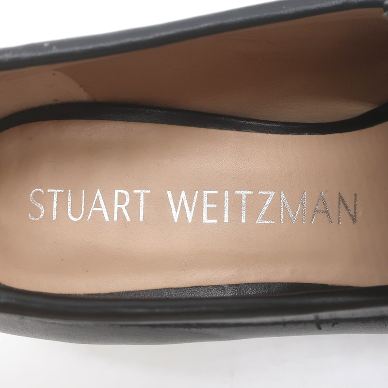 Stuart Weitzman Palmer High Shine Crystal-Trim Loafers Black Leather Size 10.5