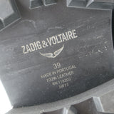 Zadig & Voltaire Ride Lace-Up High Combat Boots Black Leather Size 39