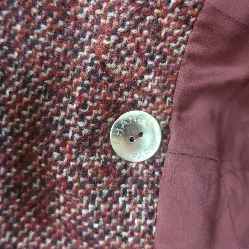 Chanel 18A Paris-Hamburg  Tweed Double Breasted Jacket Dark Red Size 36