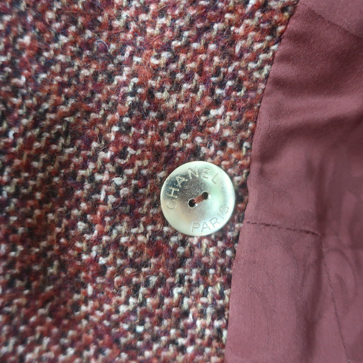 Chanel 18A Paris-Hamburg  Tweed Double Breasted Jacket Dark Red Size 36