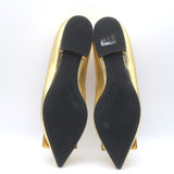 Roger Vivier Gommettine Pointed Toe Ballet Flats Gold Metallic Leather Size 37.5