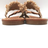 Soludos x Anthropologie Panarea Fringe Slide Sandals Tan Braided Leather Size 10