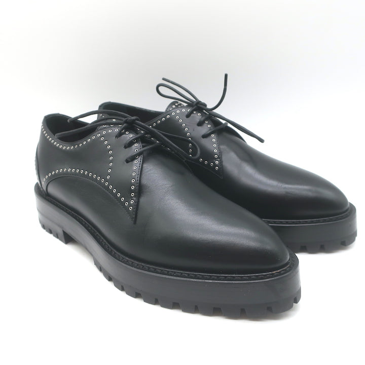 Alaia Eyelet-Embellished Derby Loafers Black Leather Size 39