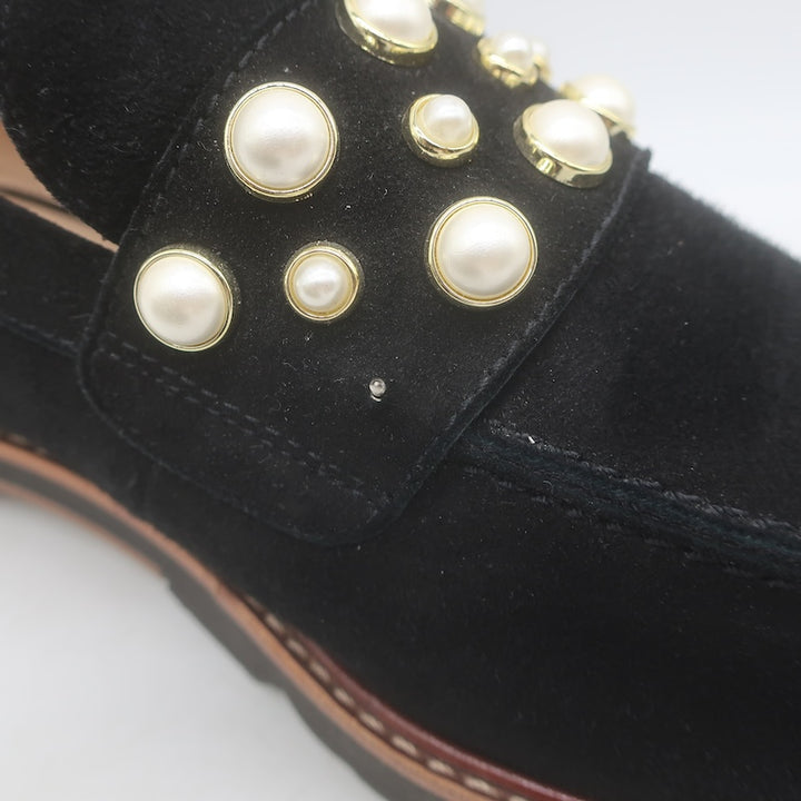 Stuart Weitzman Mocpearl Loafers Black Suede Size 11