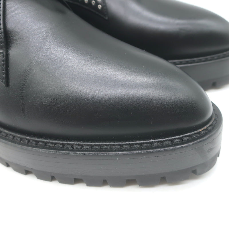 Alaia Eyelet-Embellished Derby Loafers Black Leather Size 39
