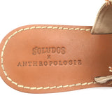 Soludos x Anthropologie Panarea Fringe Slide Sandals Tan Braided Leather Size 10