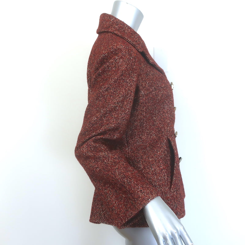 Chanel 18A Paris-Hamburg  Tweed Double Breasted Jacket Dark Red Size 36