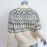 NSF Fair Isle Sweater Ivory/Gray Cotton-Wool Size Small