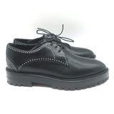 Alaia Eyelet-Embellished Derby Loafers Black Leather Size 39