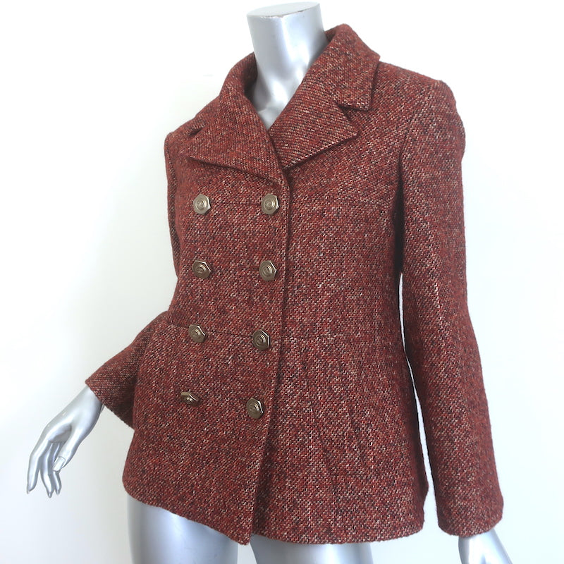 Chanel 18A Paris-Hamburg  Tweed Double Breasted Jacket Dark Red Size 36