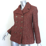 Chanel 18A Tweed Double Breasted Jacket Dark Red Size 36