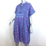 Mille Short Sleeve Dress Blue/Pink Floral Print Cotton One Size