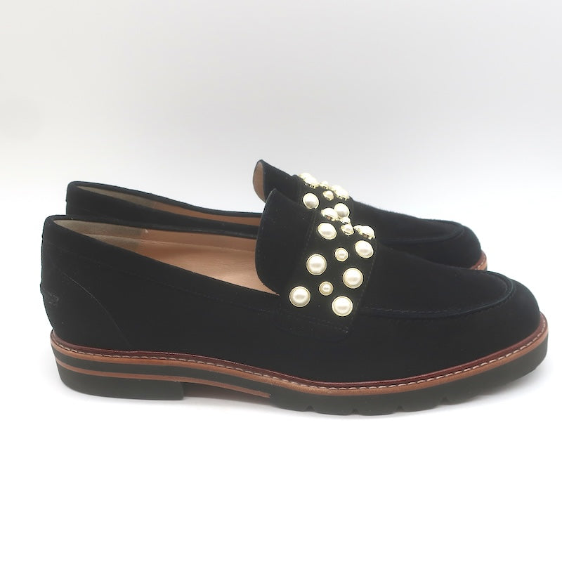 Stuart Weitzman Mocpearl Loafers Black Suede Size 11