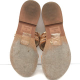 Soludos x Anthropologie Panarea Fringe Slide Sandals Tan Braided Leather Size 10