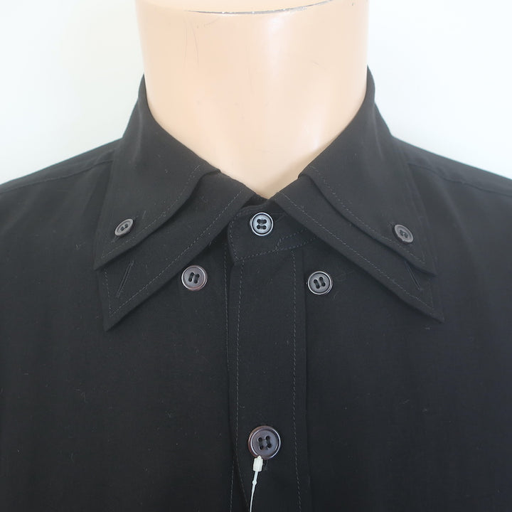 Yohji Yamamoto Pour Homme Double Collar Shirt Black Tencel Size 2 NEW