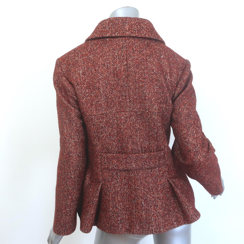 Chanel 18A Paris-Hamburg  Tweed Double Breasted Jacket Dark Red Size 36