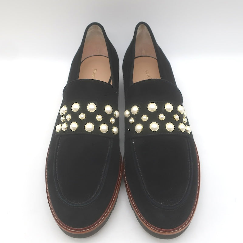 Stuart Weitzman Mocpearl Loafers Black Suede Size 11