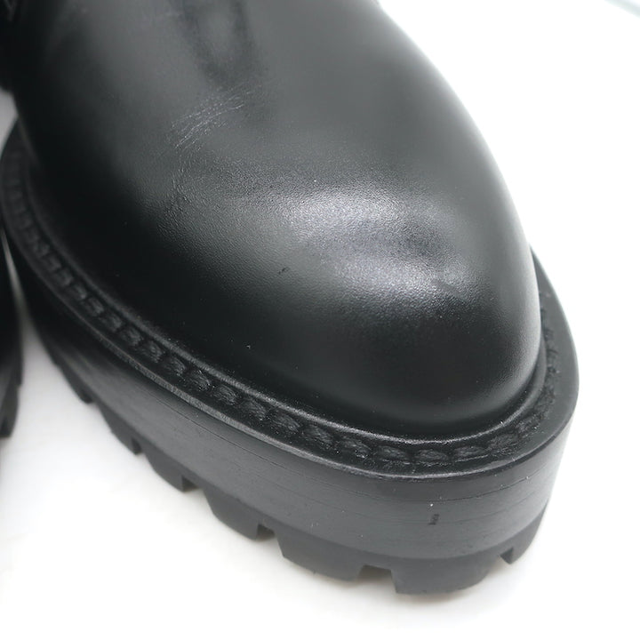 Alaia Eyelet-Embellished Derby Loafers Black Leather Size 39