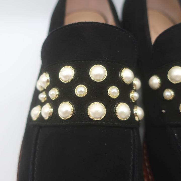 Stuart Weitzman Mocpearl Loafers Black Suede Size 11