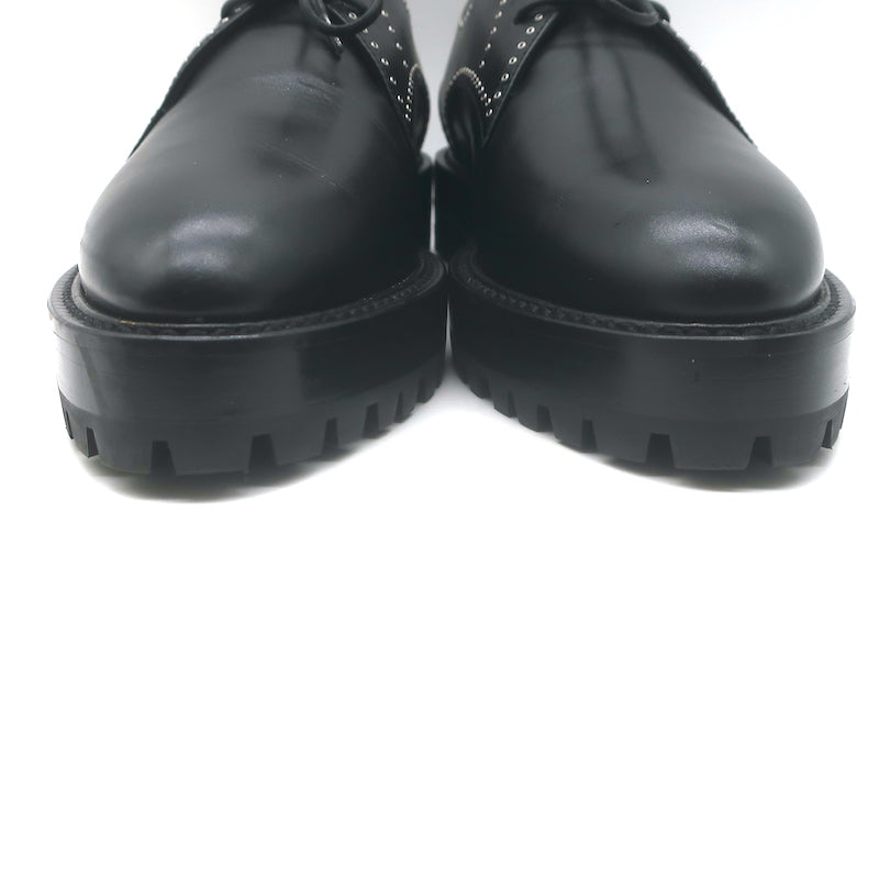 Alaia Eyelet-Embellished Derby Loafers Black Leather Size 39