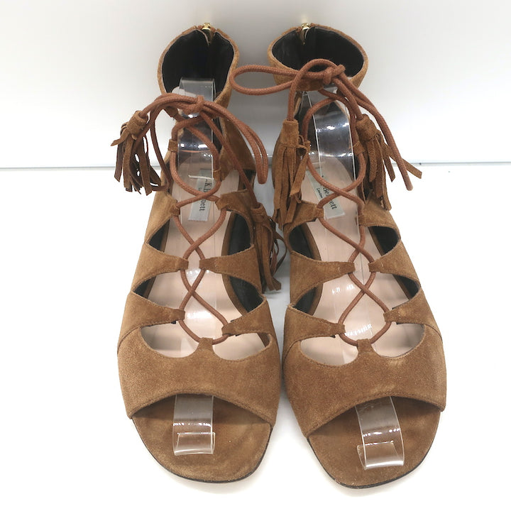 L.K. Bennett Gladiator Sandals Brown Suede Size 40 Lace-Up Flats