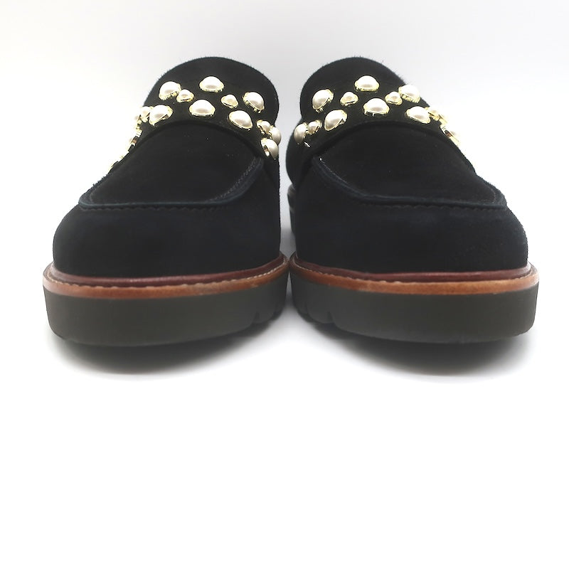Stuart Weitzman Mocpearl Loafers Black Suede Size 11