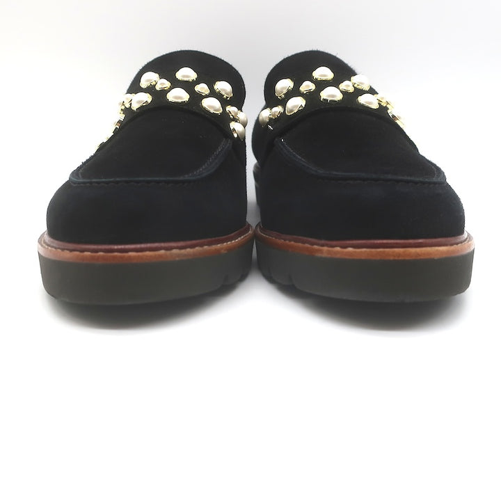 Stuart Weitzman Mocpearl Loafers Black Suede Size 11