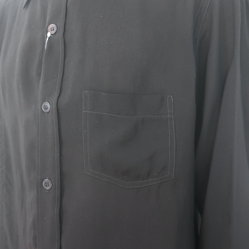 Yohji Yamamoto Pour Homme Double Collar Shirt Black Tencel Size 2 NEW
