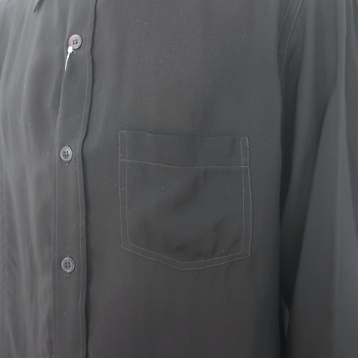 Yohji Yamamoto Pour Homme Double Collar Shirt Black Tencel Size 2 NEW