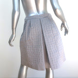 Prada Pleated Skirt Gray Embossed Silk-Blend Size 38