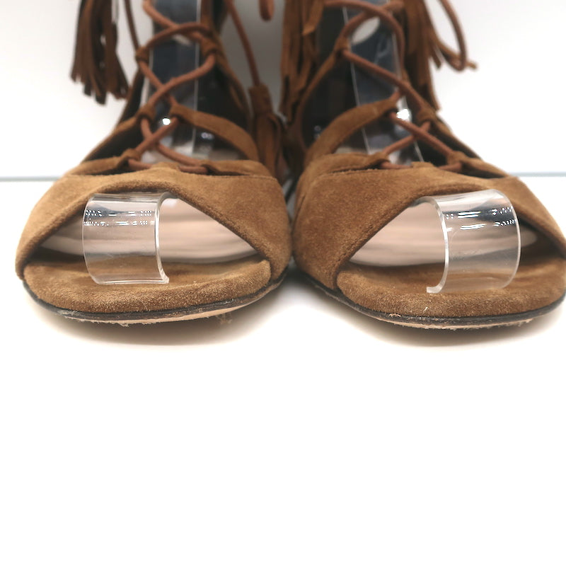 L.K. Bennett Gladiator Sandals Brown Suede Size 40 Lace-Up Flats