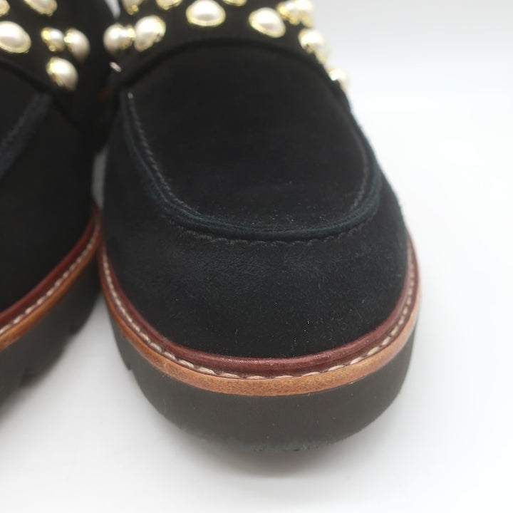 Stuart Weitzman Mocpearl Loafers Black Suede Size 11