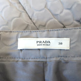 Prada Pleated Skirt Gray Embossed Silk-Blend Size 38