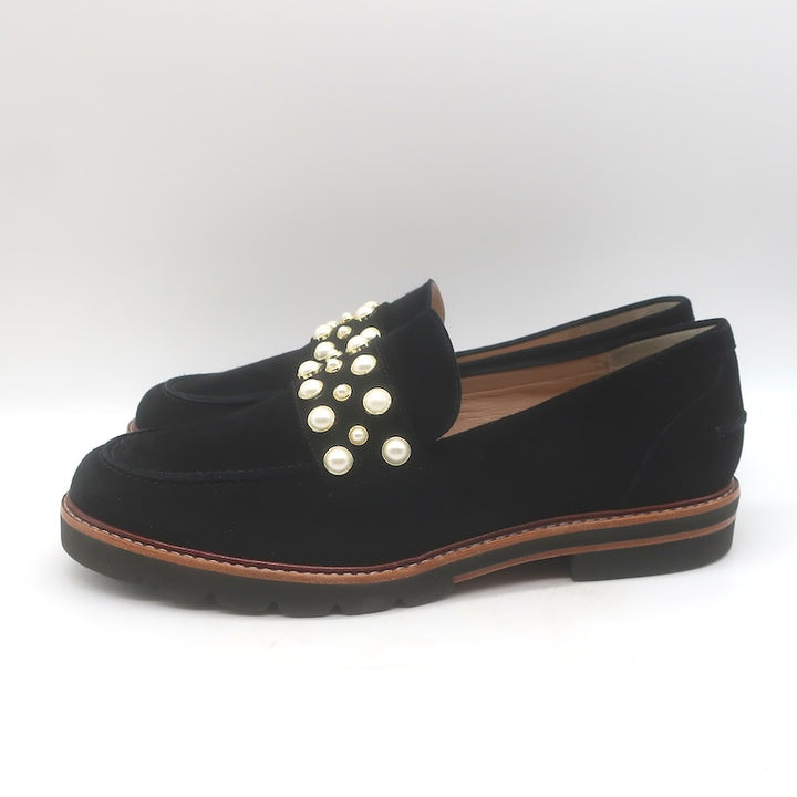 Stuart Weitzman Mocpearl Loafers Black Suede Size 11