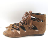 L.K. Bennett Gladiator Sandals Brown Suede Size 40 Lace-Up Flats