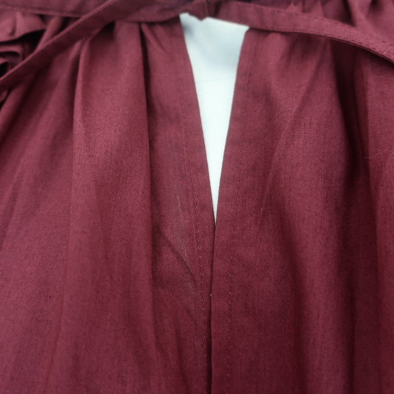 Ulla Johnson Arina Flutter Sleeve Tie-Waist Midi Dress Claret Cotton Size 6