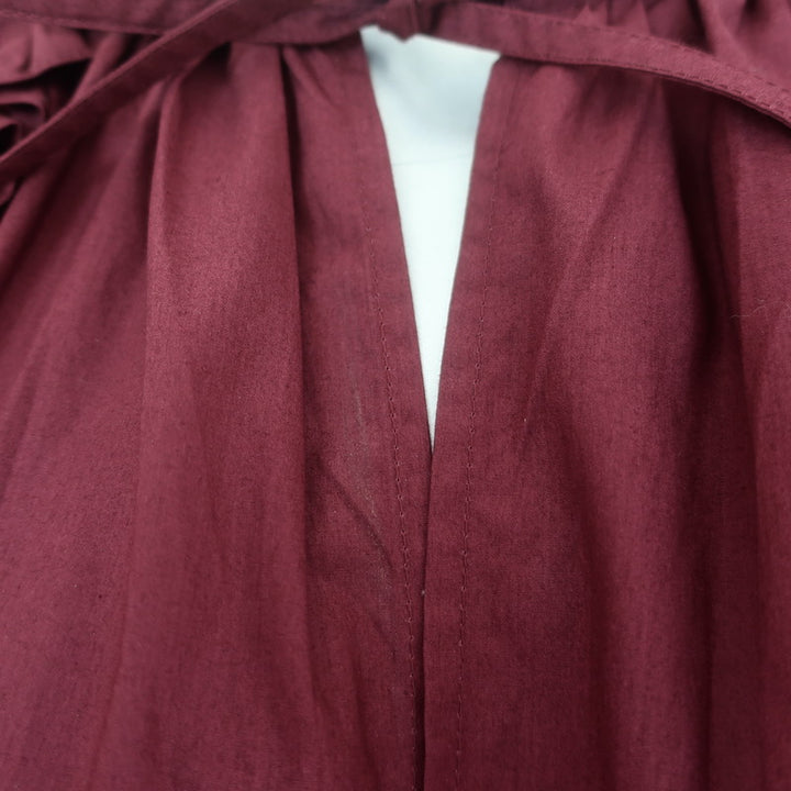 Ulla Johnson Arina Flutter Sleeve Tie-Waist Midi Dress Claret Cotton Size 6