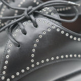 Alaia Eyelet-Embellished Derby Loafers Black Leather Size 39