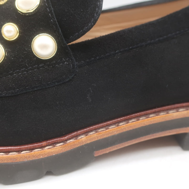 Stuart Weitzman Mocpearl Loafers Black Suede Size 11