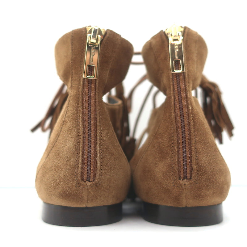 L.K. Bennett Gladiator Sandals Brown Suede Size 40 Lace-Up Flats