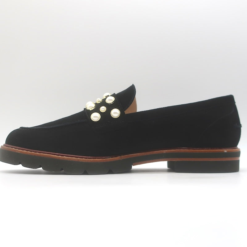 Stuart Weitzman Mocpearl Loafers Black Suede Size 11