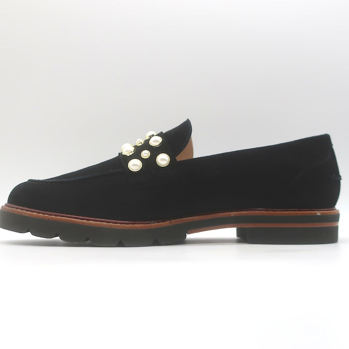 Stuart Weitzman Mocpearl Loafers Black Suede Size 11