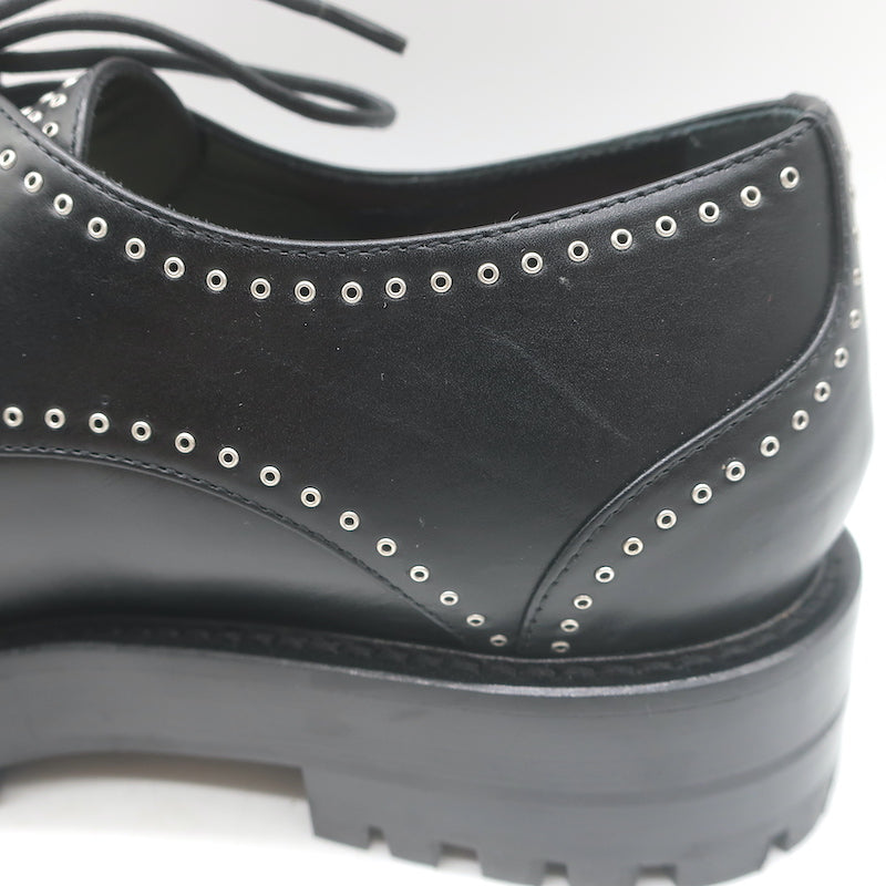 Alaia Eyelet-Embellished Derby Loafers Black Leather Size 39
