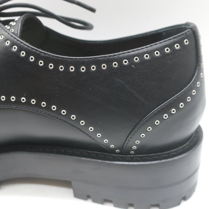 Alaia Eyelet-Embellished Derby Loafers Black Leather Size 39