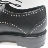 Alaia Eyelet-Embellished Derby Loafers Black Leather Size 39